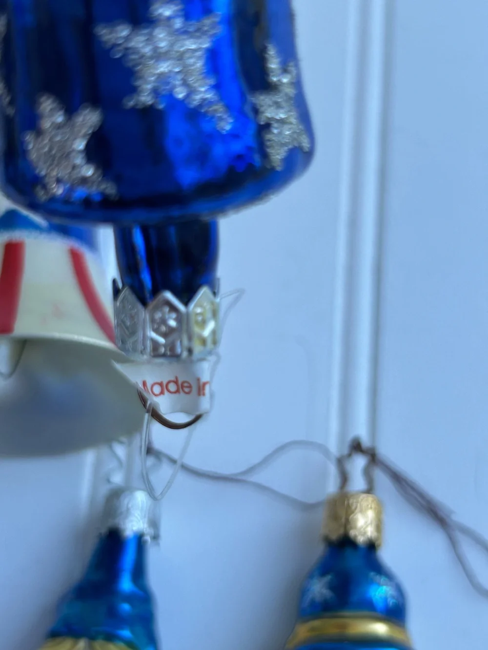 Glass Patriotic Holiday Ornaments 4th of the July Red White Blue Poland Lot of 5